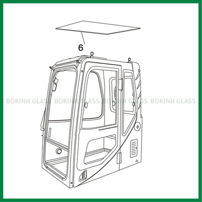 LIUGONG Kaca Jendela Kaca Jendela Excavator Penggantian Posisi Kaca Langit NO.6