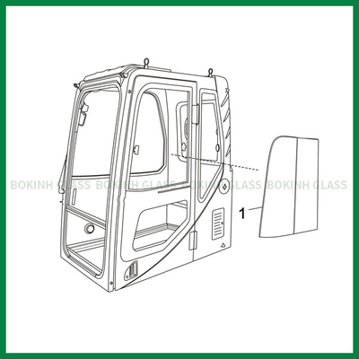 DOOSAN KOBELCO Kaca Kaca Depan Kustom OEM Posisi Sisi Miring Kiri NO.1