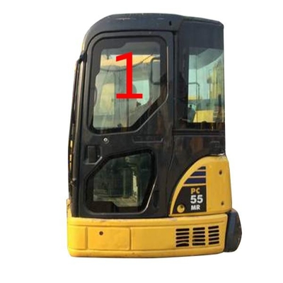 Kaca Kabin KOMATSU PC55MR Posisi Sisi Kiri Kaca Besar NO.1 Tebal 5mm Tempered