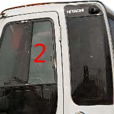 4457174 HITACHI Excavator Glass Cab Window Sisi Kiri Posisi Lurus NO.2 Kaca Tempered