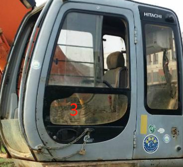 4457141 HITACHI Excavator Cab Window Kaca Tempered Posisi Sisi Kanan No.7