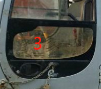 4457174 HITACHI Excavator Glass Cab Window Sisi Kiri Posisi Lurus NO.2 Kaca Tempered