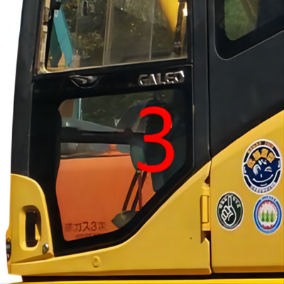 OEM KOMATSU Cab Kaca Pintu Kiri Posisi Bawah Penggantian Jendela Penggali NO.3