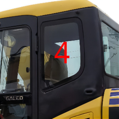 Kaca Jendela Excavator Tahan Suhu Kabin Belakang Sisi Kiri Posisi NO.4