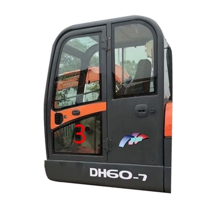 Green DOOSAN Glass Tempered Excavator Glass Penggantian Pintu Kiri Posisi Bawah NO.3
