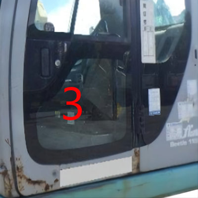 OEM KOBELCO Excavator Kaca Pintu Kiri Posisi Bawah NO.3 Penggantian Kaca Depan Hijau