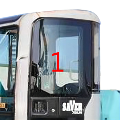 Kekuatan Dampak Tinggi Kaca Excavator KOBELCO Tebal 5mm Pintu Kiri Posisi Atas NO.1