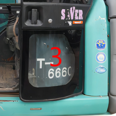 Penggantian Jendela Pintu Excavator ISO Kaca Depan Tempered Pintu Kiri Posisi Bawah NO.3