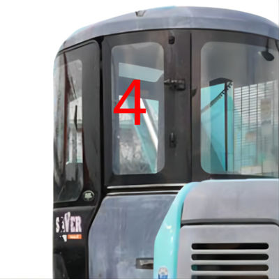 Stabilitas Termal Yang Baik KOBELCO Excavator Kaca Pintu Kiri Posisi Belakang NO.4