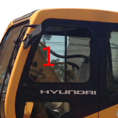 R200-5 R220-5 Kaca Jendela Excavator Sisi Kiri Posisi Miring No.1 kaca depan