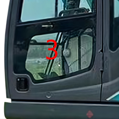 900mm KOBELCO Excavator Kaca Pintu Kiri Posisi Bawah Kaca Depan NO.3