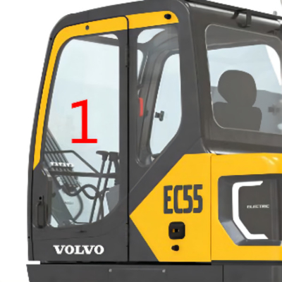 EC55 VOLVO Kaca Depan Kaca Pintu Kiri Posisi NO.1 Penggantian Jendela Penggali