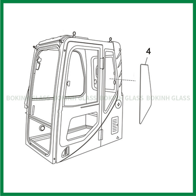 SUMITOMO CATERPILLAR Kabin Excavator Kaca Pintu Kiri Posisi Belakang No.4 Penggantian Kaca Depan