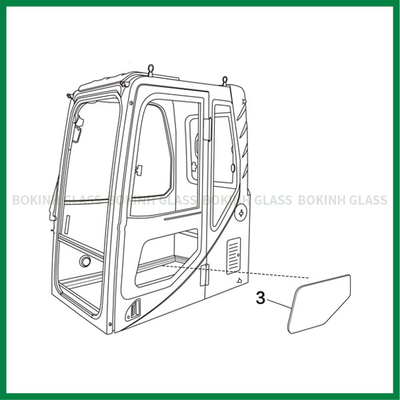 HITACHI KOMATSU Kaca Kaca Depan Kustom Pintu Kiri Posisi Bawah NO.3