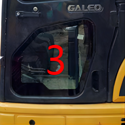 OEM KOMATSU PC55MR Kabin Kaca Pintu Kiri Posisi Bawah Penggantian Jendela Penggali NO.3