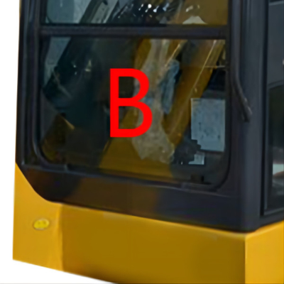 PC56-7 PC56 Depan Bawah Komatsu Excavator Kaca Pengganti Posisi Tempered.B Glass