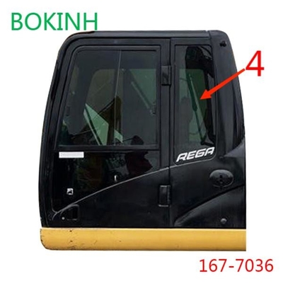 167-7036 CATERPILLAR Kaca Kabin Pintu Kiri Posisi Belakang Kaca Tempered NO.4